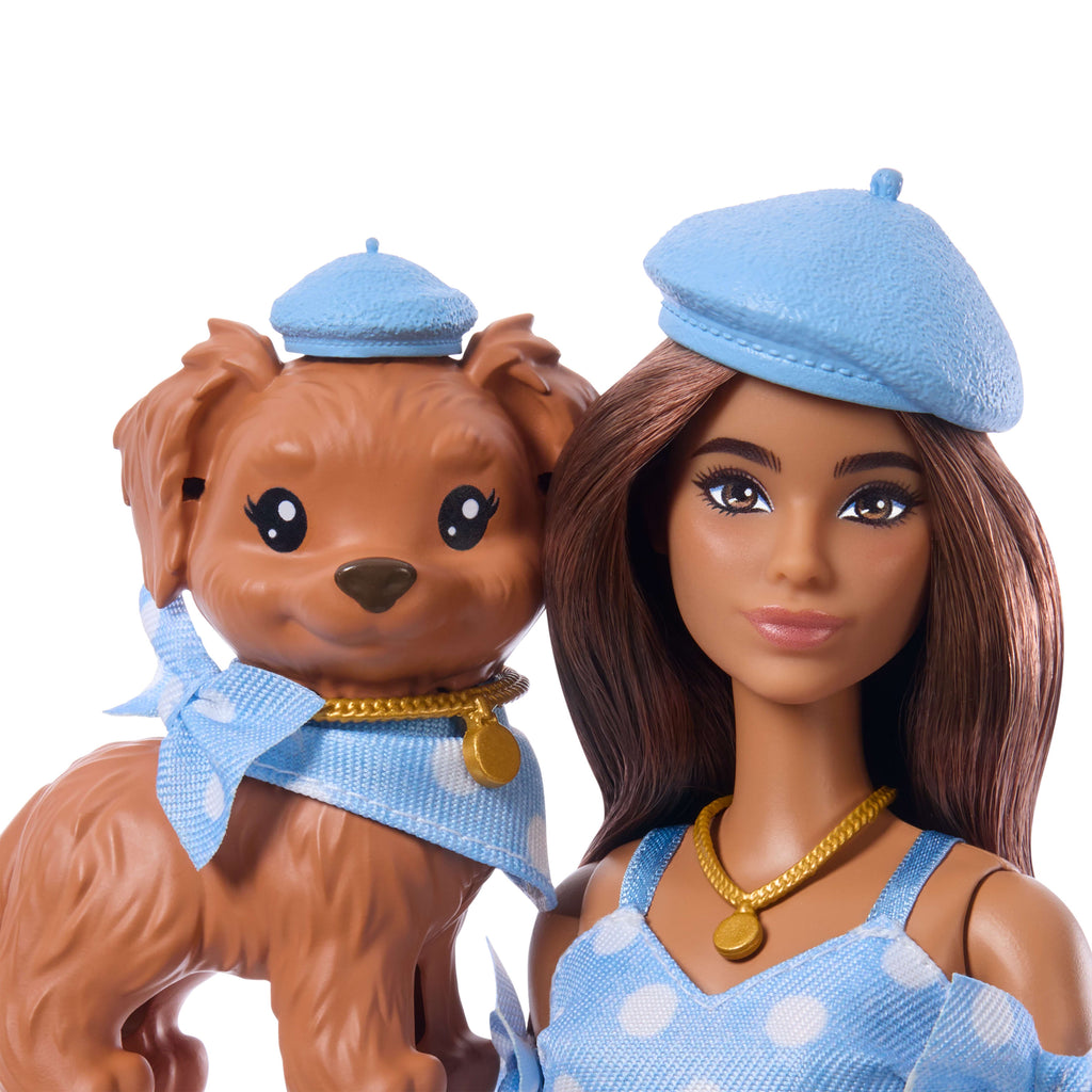 Barbie Twinning Looks Esmer Bebek ve Köpeği (Mavi)