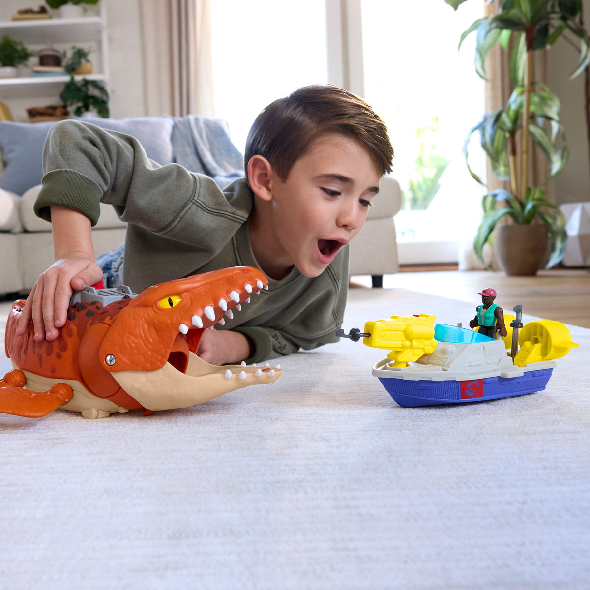 Fisher-Price Imaginext Jurassic World Rebirth Dev Ağızlı Mosasaurus dinozor oyuncağı ve oyun seti