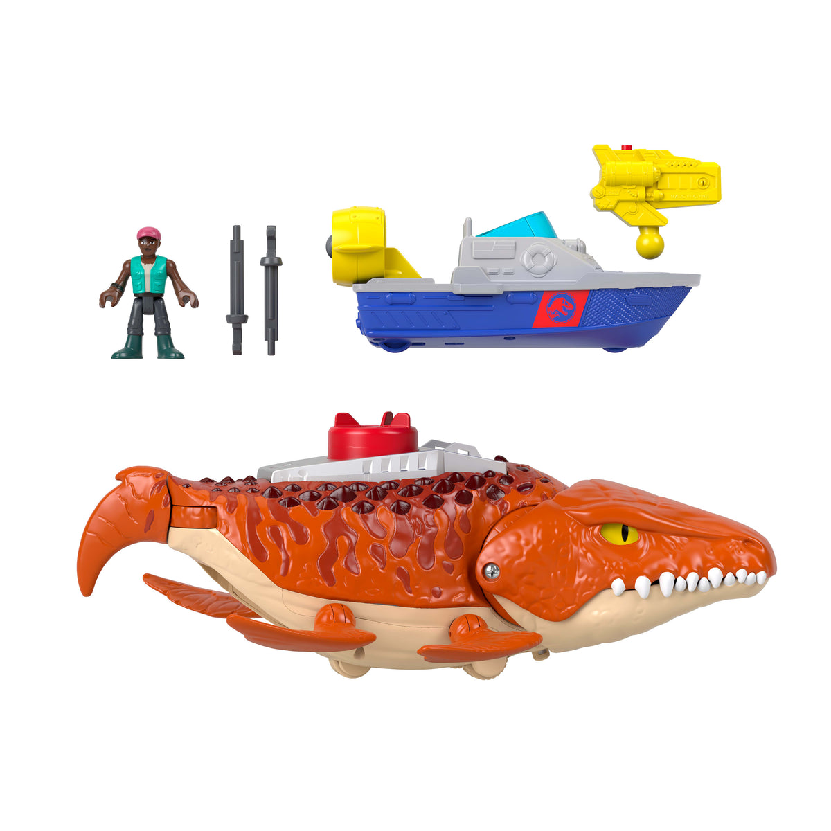 Fisher-Price Imaginext Jurassic World Rebirth Dev Ağızlı Mosasaurus dinozor oyuncağı ve oyun seti