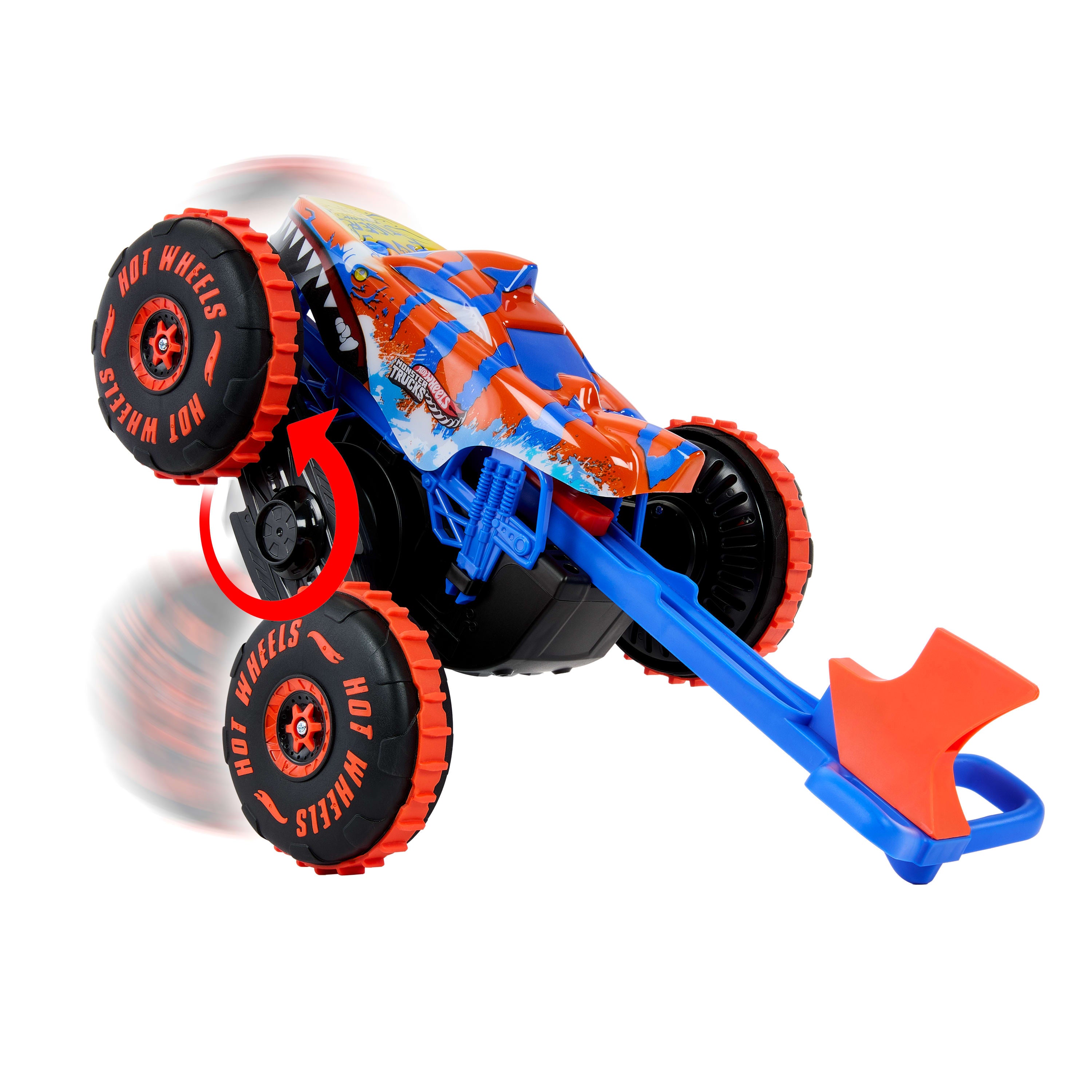 Hot Wheels Monster Trucks Tiger Shark uzaktan kumandalı tırmanış aracı, pille çalışan uzaktan kumandalı oyuncak kamyon