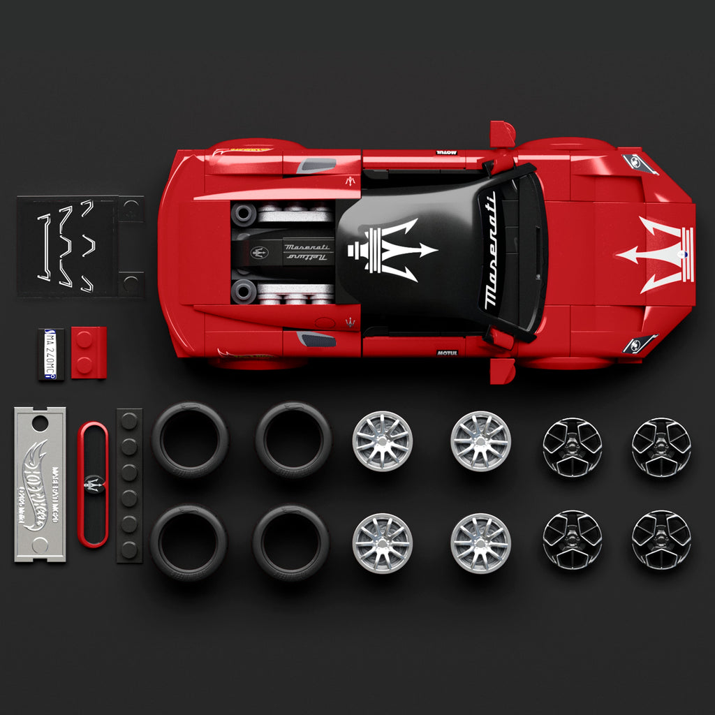 Mattel Brick Shop Hot Wheels Maserati MC20 yapı oyuncağı seti (250 Parça), koleksiyoncular için