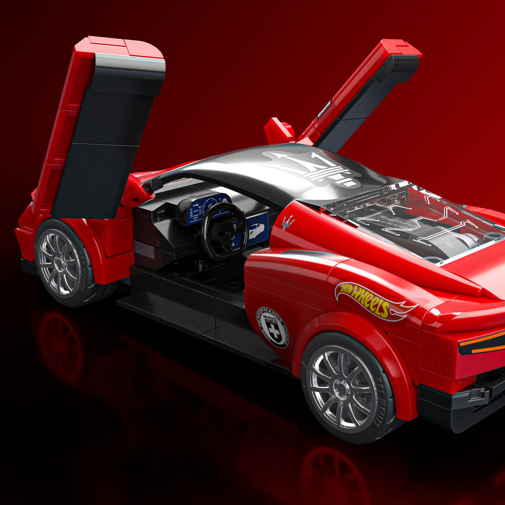 Mattel Brick Shop Hot Wheels Maserati MC20 yapı oyuncağı seti (250 Parça), koleksiyoncular için