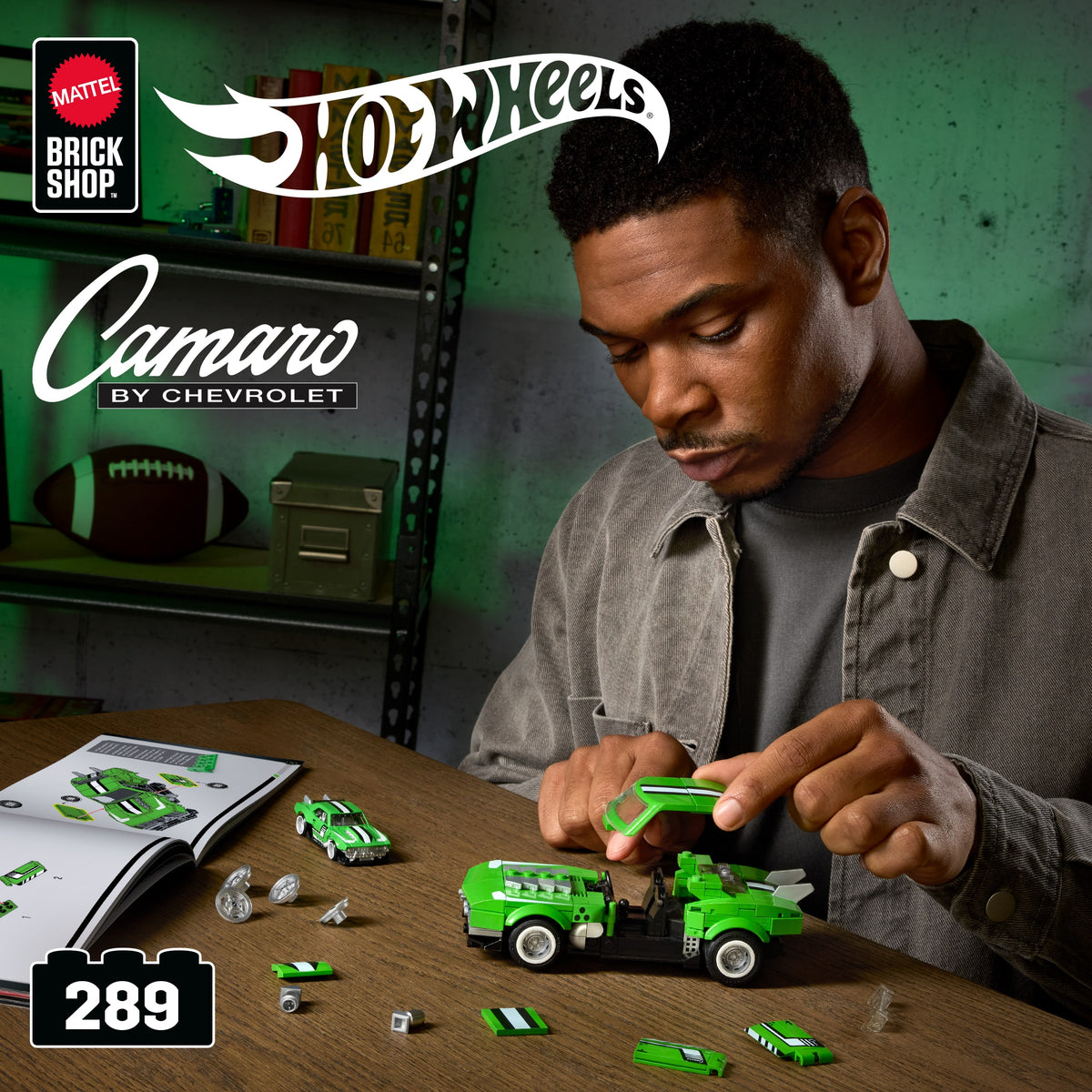 Mattel Brick Shop Hot Wheels Custom '68 Camaro yapı oyuncağı seti (289 Parça), koleksiyoncular için