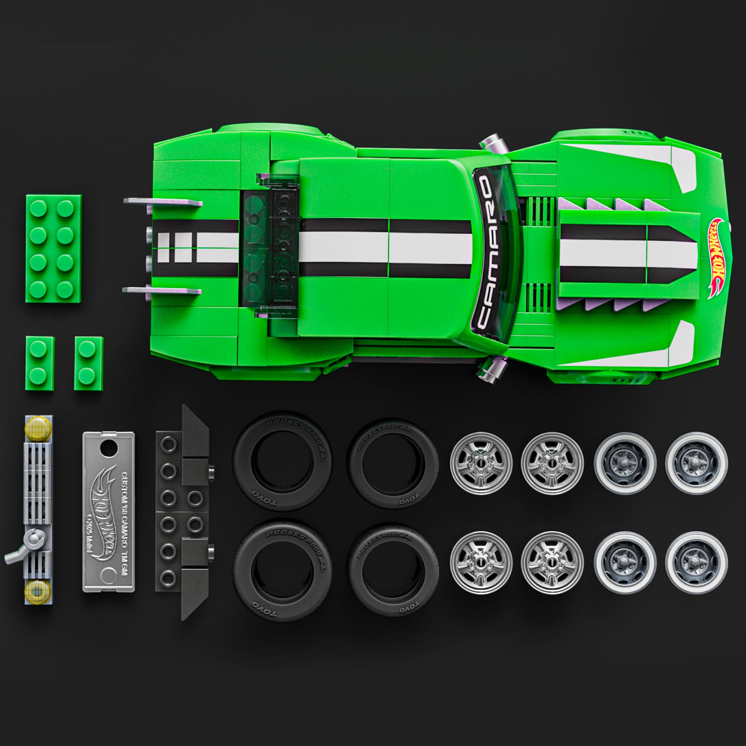 Mattel Brick Shop Hot Wheels Custom '68 Camaro yapı oyuncağı seti (289 Parça), koleksiyoncular için