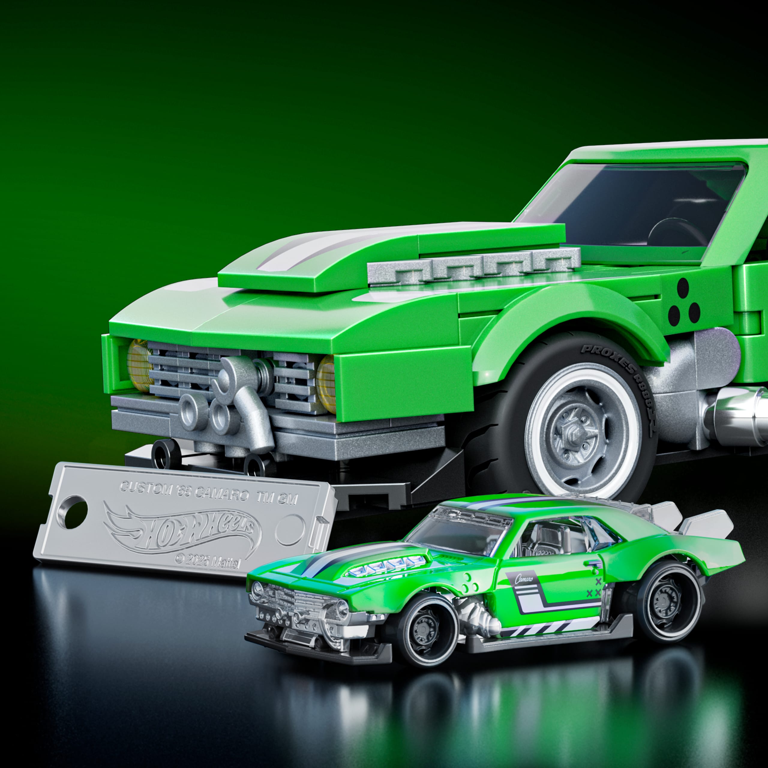 Mattel Brick Shop Hot Wheels Custom '68 Camaro yapı oyuncağı seti (289 Parça), koleksiyoncular için