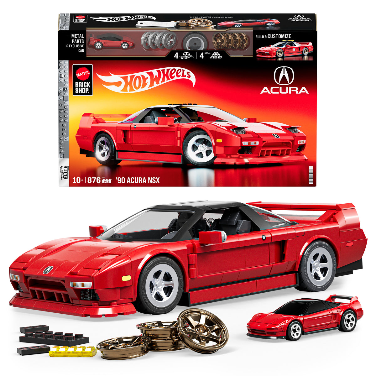 Mattel Brick Shop Hot Wheels '90 Acura NSX Yapı oyuncağı (876 parça), koleksiyoncular için