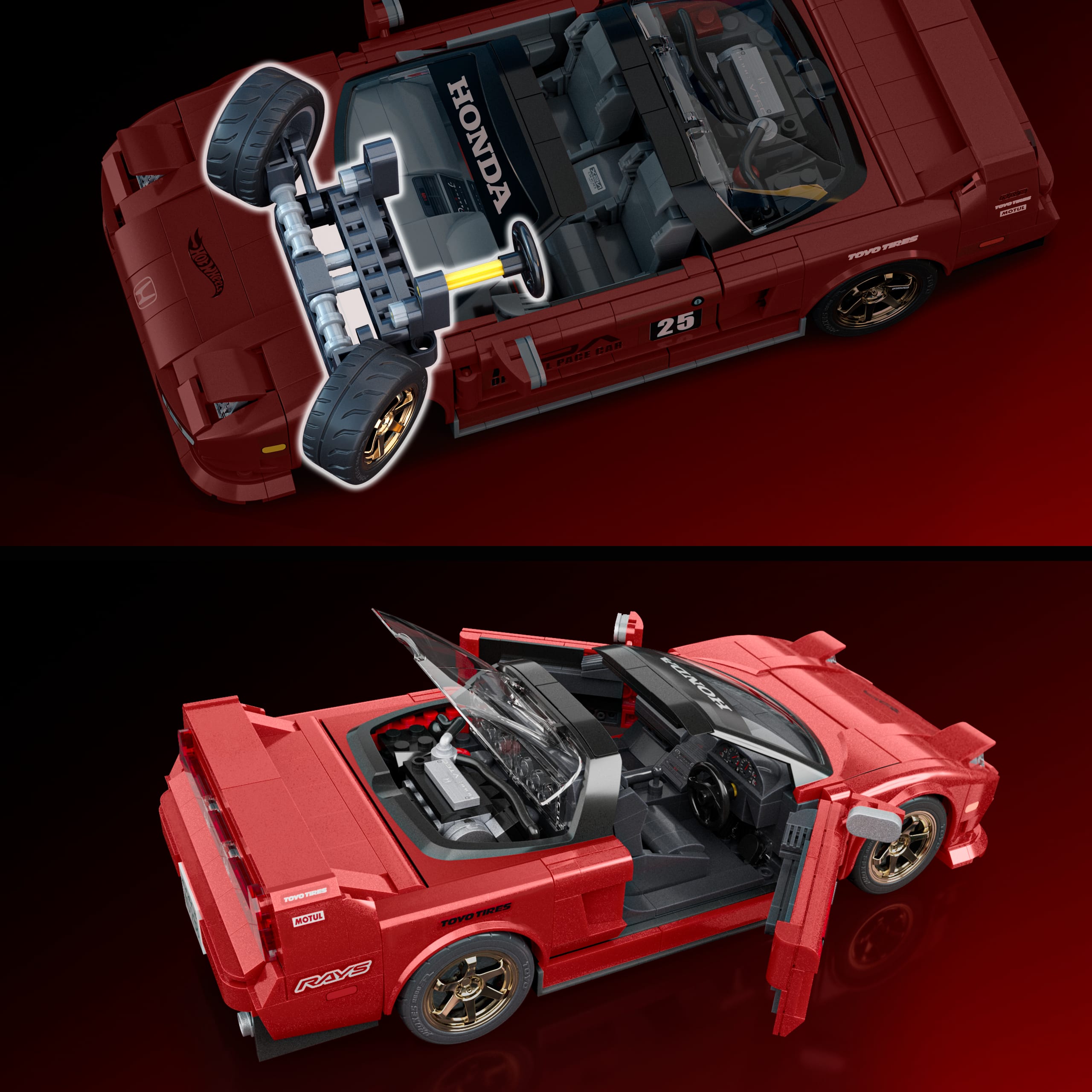 Mattel Brick Shop Hot Wheels '90 Acura NSX Yapı oyuncağı (876 parça), koleksiyoncular için