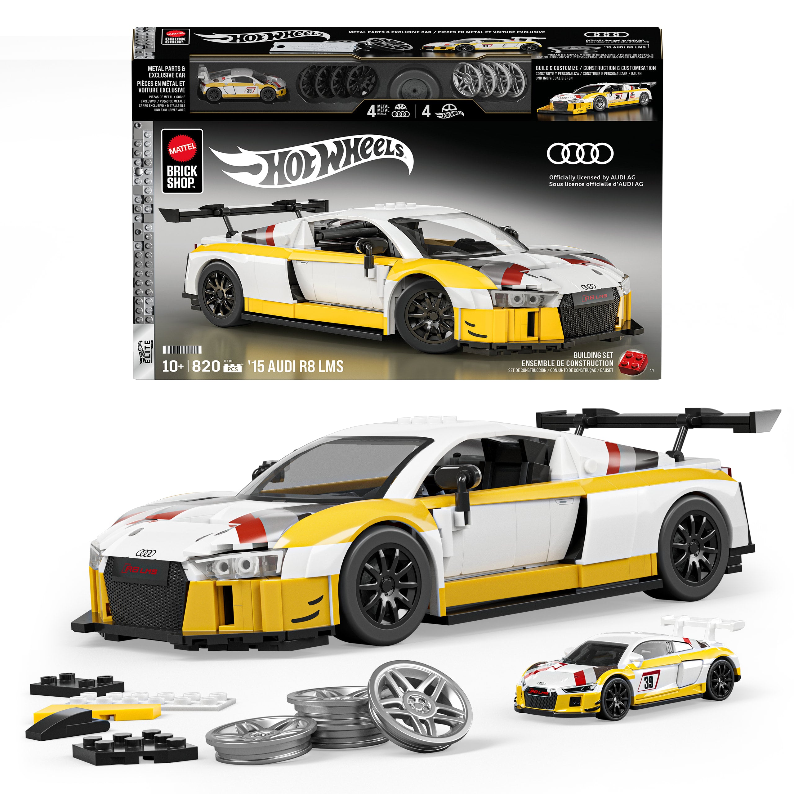 Mattel Brick Shop Hot Wheels '15 Audi R8 LMS Yapım Seti (820 Parça)