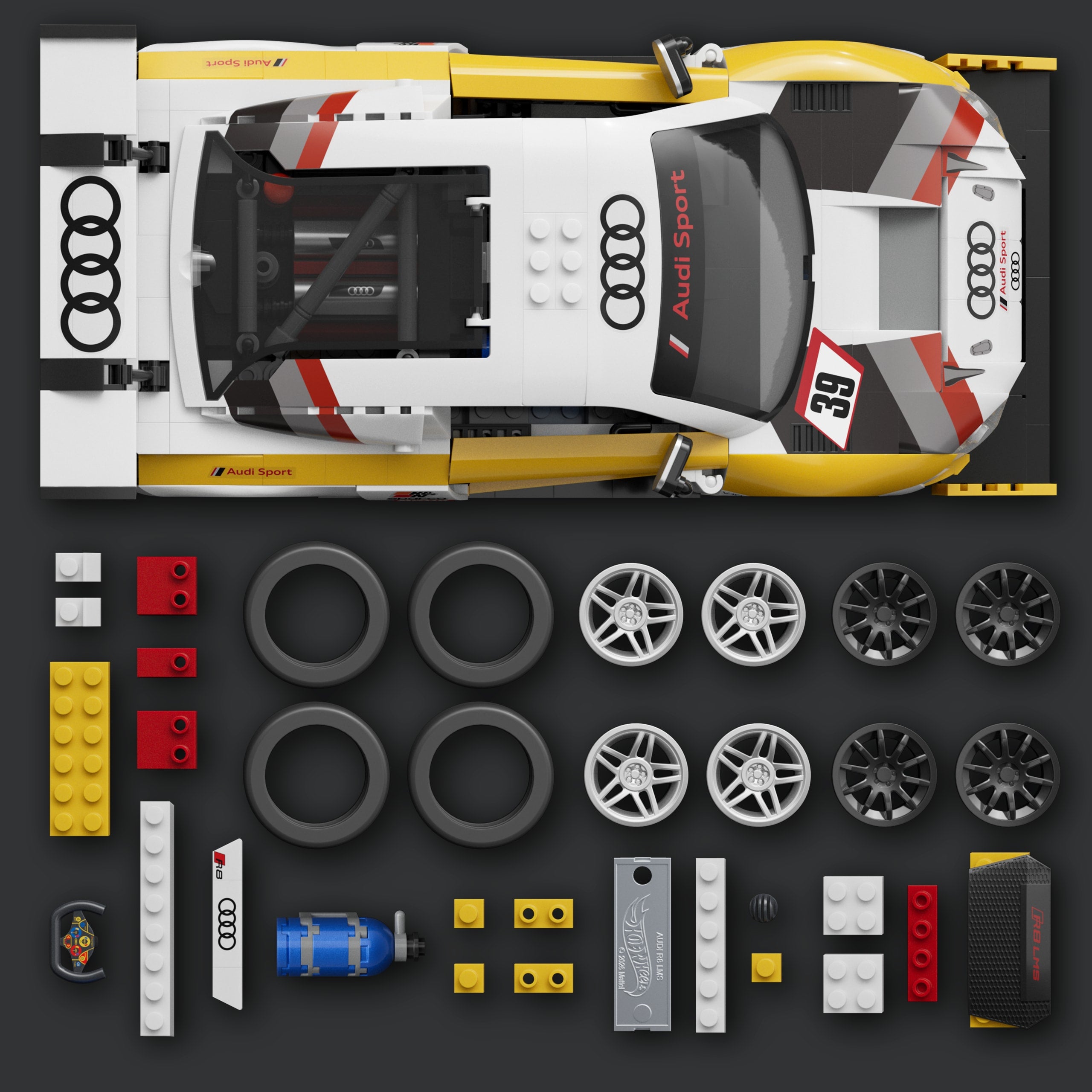 Mattel Brick Shop Hot Wheels '15 Audi R8 LMS Yapım Seti (820 Parça)