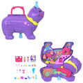 2 mikro bebek, evcil hayvanlar dahil 23 sürpriz aksesuar ve dönme dolap ile doğum günü partisi temalı Polly Pocket Parti Kediciği oyun seti
