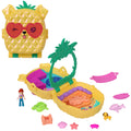 Polly Pocket Ananas Köpekçik Plajı mini oyun seti, 1 mikro bebek ve evcil hayvanlar dahil 8 aksesuar