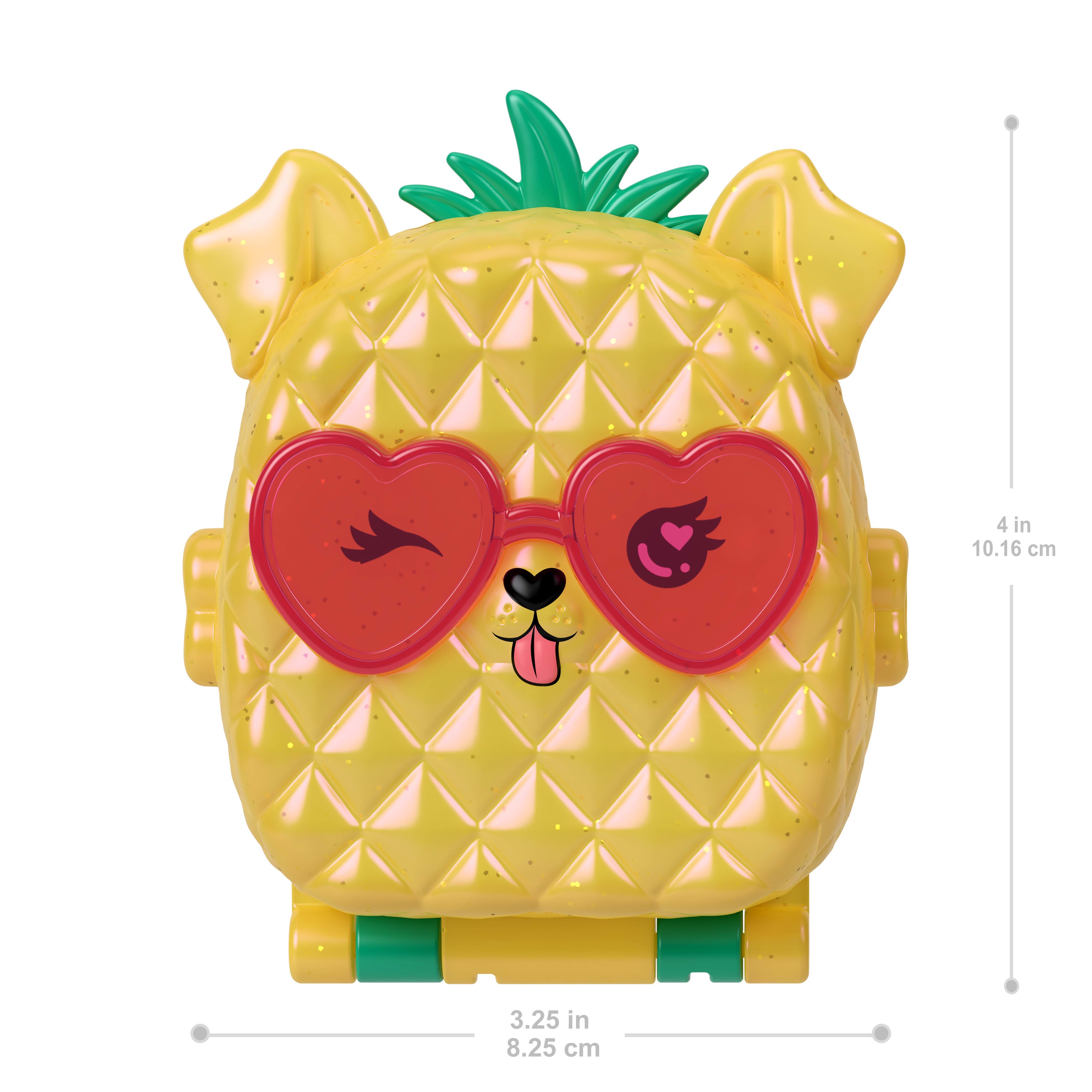 Polly Pocket Ananas Köpekçik Plajı mini oyun seti, 1 mikro bebek ve evcil hayvanlar dahil 8 aksesuar