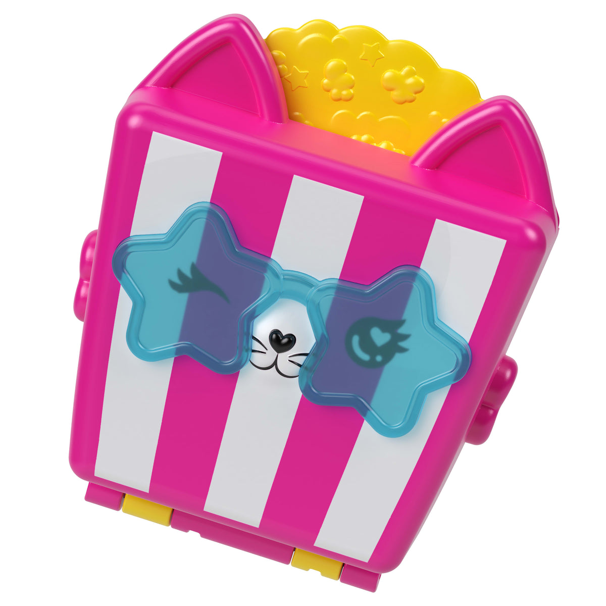 Polly Pocket Kedicik Sineması mini oyun seti, 1 mikro bebek ve kedicik figürü dahil 8 aksesuar