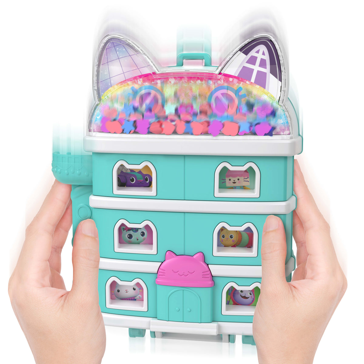 Polly Pocket ve Gabby's Dollhouse mikro bebekler ve mini oyun seti, 9 aksesuar ve kedicik dostlar