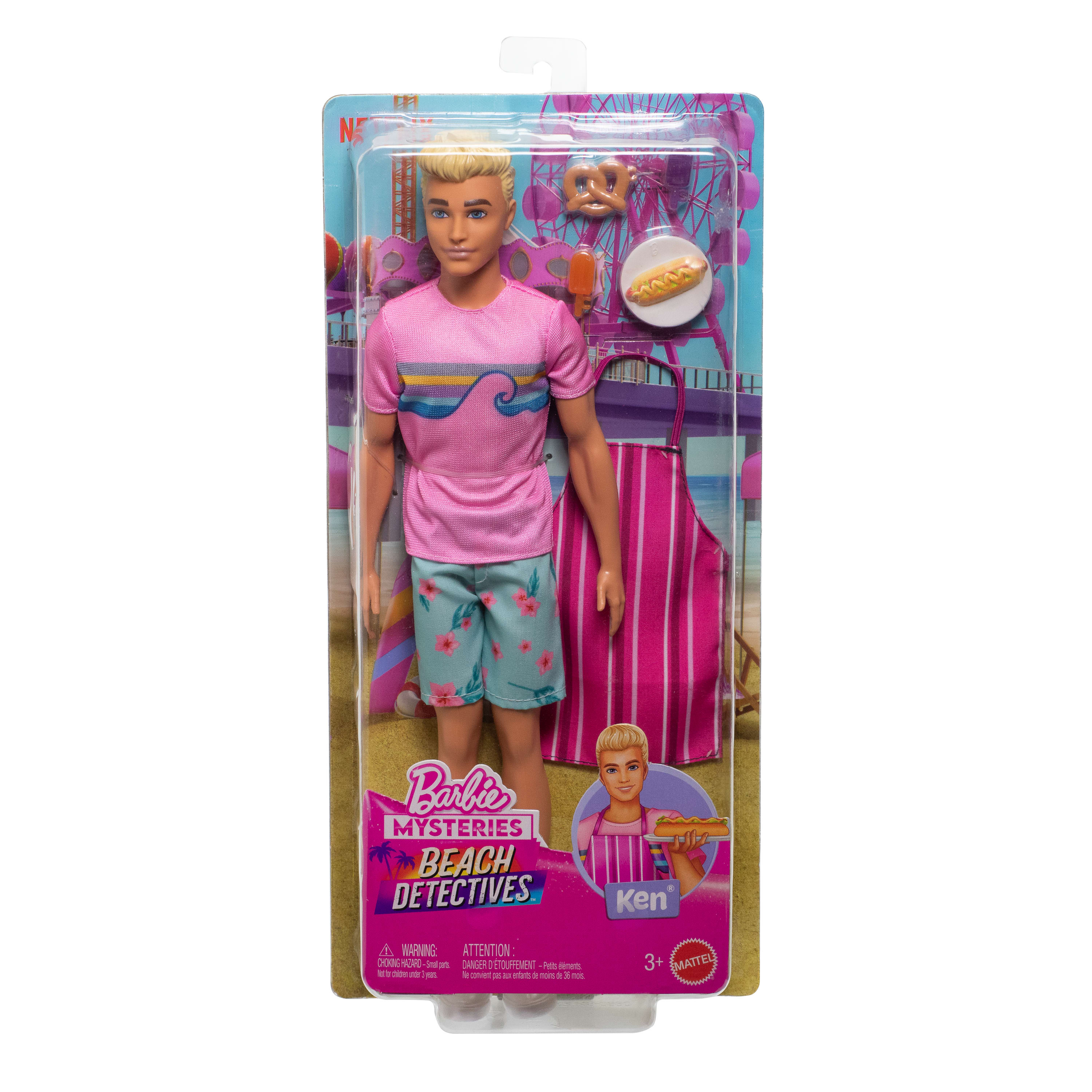 Klasik kıyafeti ve hikaye anlatımını zenginleştiren aksesuarlarıyla Barbie Mysteries: Beach Detectives Ken bebek