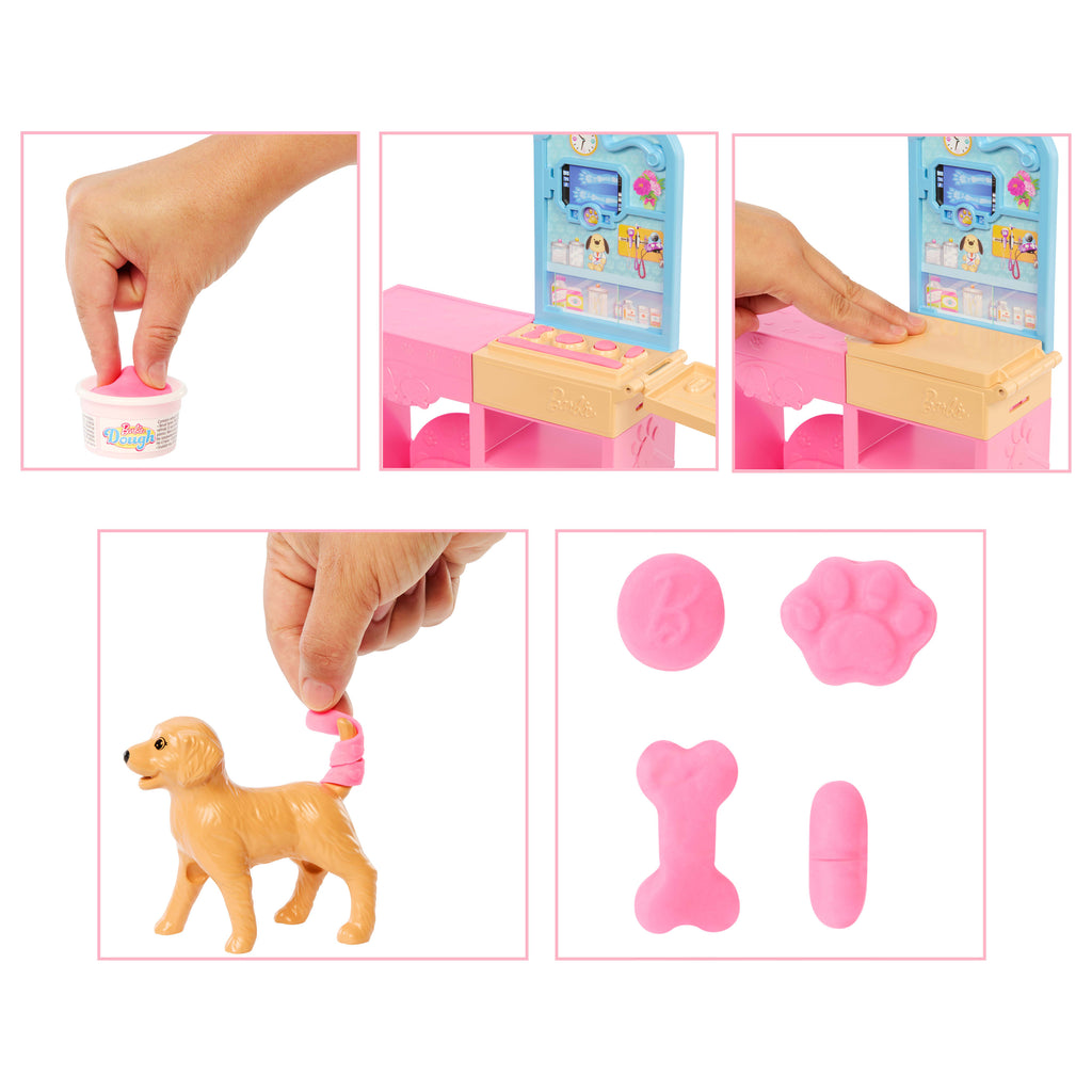 Barbie'nin Veteriner Kliniği oyun seti, pembe saçlı bebek, veteriner eşyaları ve 10'dan fazla aksesuar