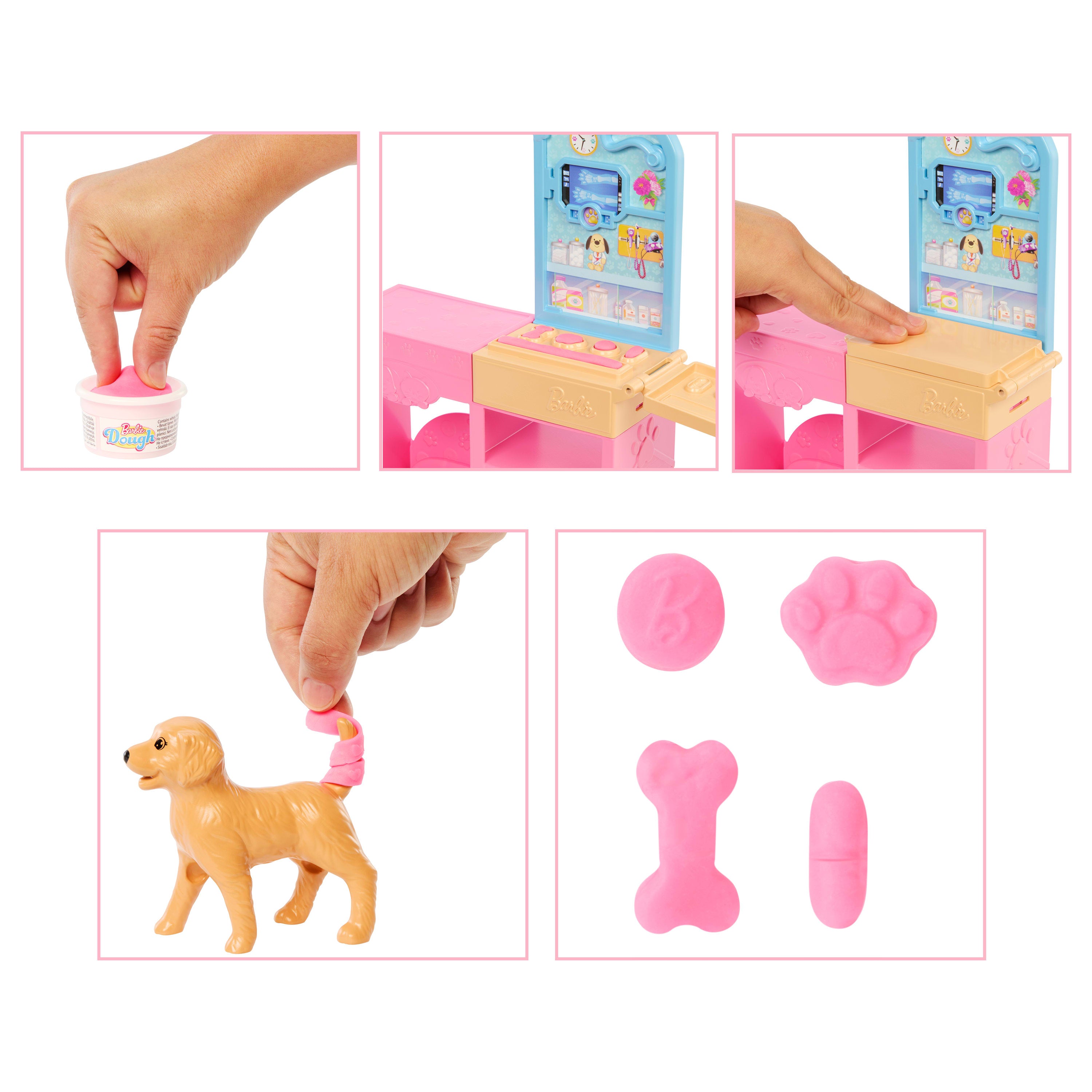 Barbie'nin Veteriner Kliniği oyun seti, pembe saçlı bebek, veteriner eşyaları ve 10'dan fazla aksesuar
