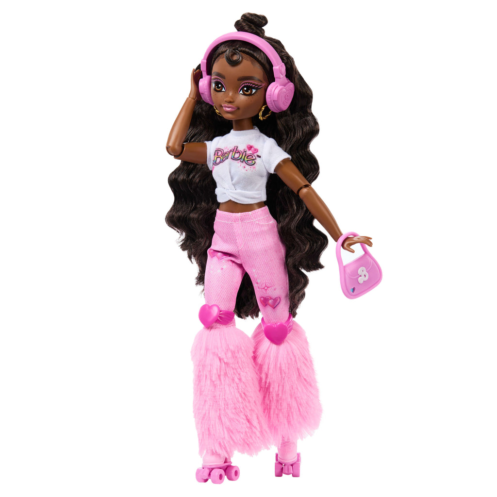 Rüya Arkadaşlar Patenci Barbie "Brooklyn" bebek ile müzik ve video temalı 9 aksesuar