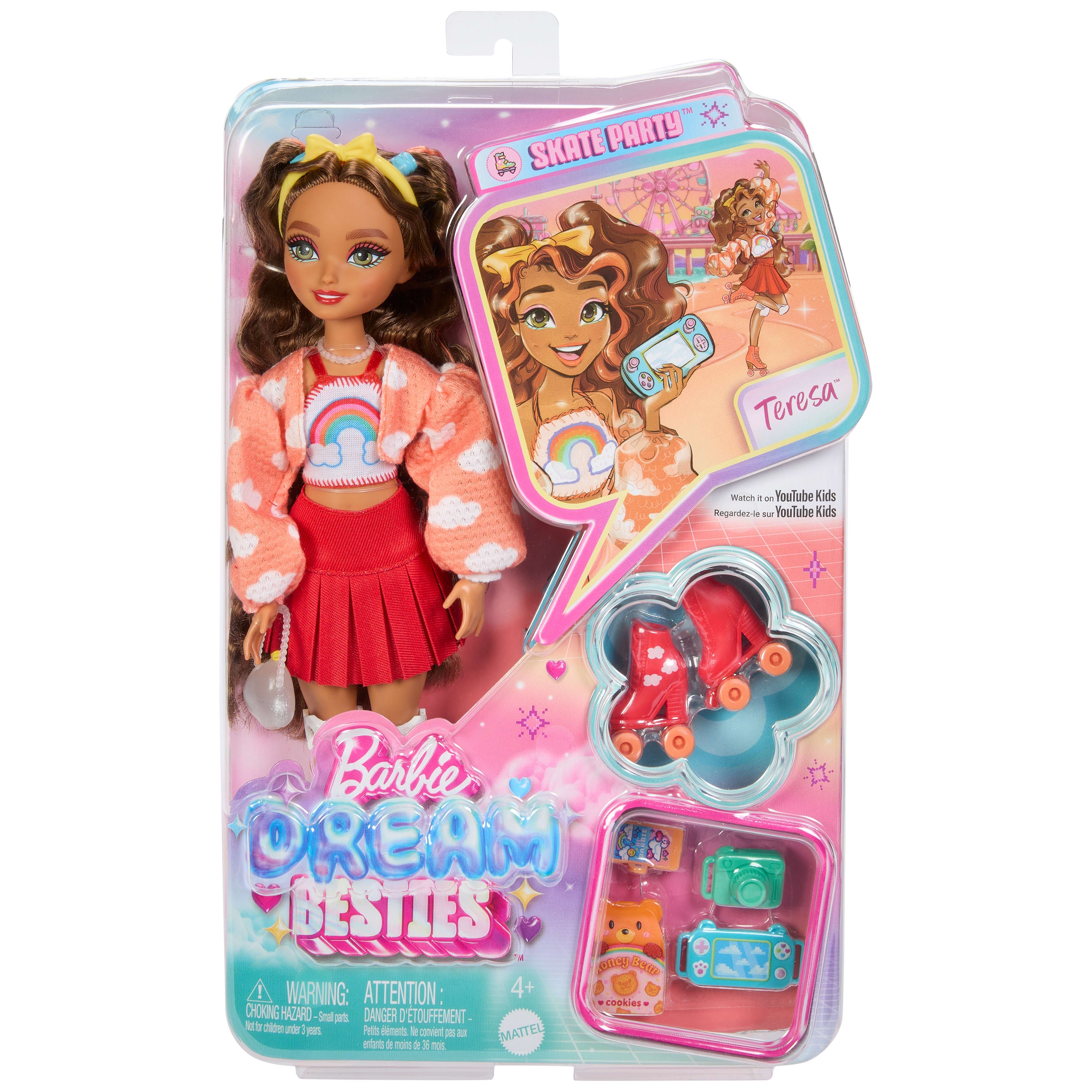 Rüya Arkadaşlar Patenci Barbie Teresa bebek ve video oyunu temalı 9 aksesuar