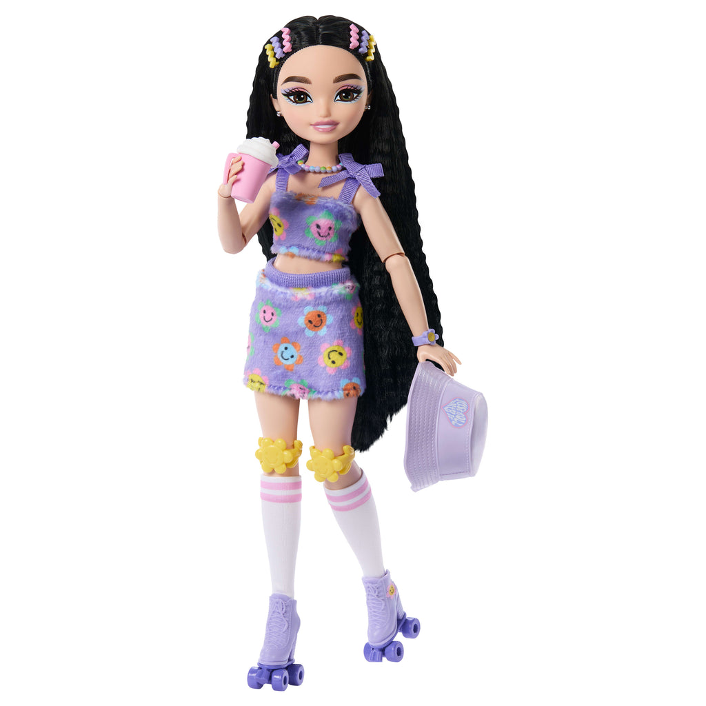 Rüya Arkadaşlar Patenci Barbie Renee bebek ile video ve yemek temalı 12 aksesuar