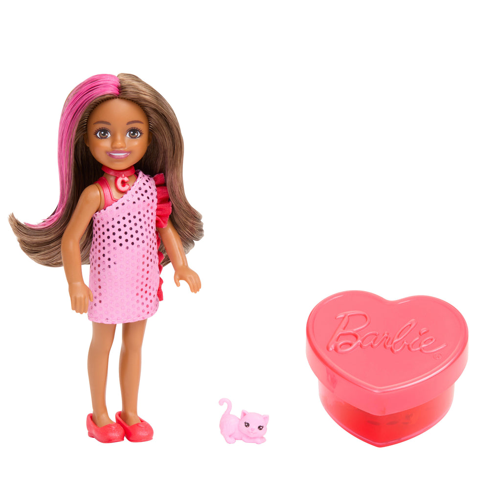 Barbie Party Unboxed Chelsea Bebeği (Glam Parti Serisi, 6 Sürpriz) (Sürpriz Asorti)