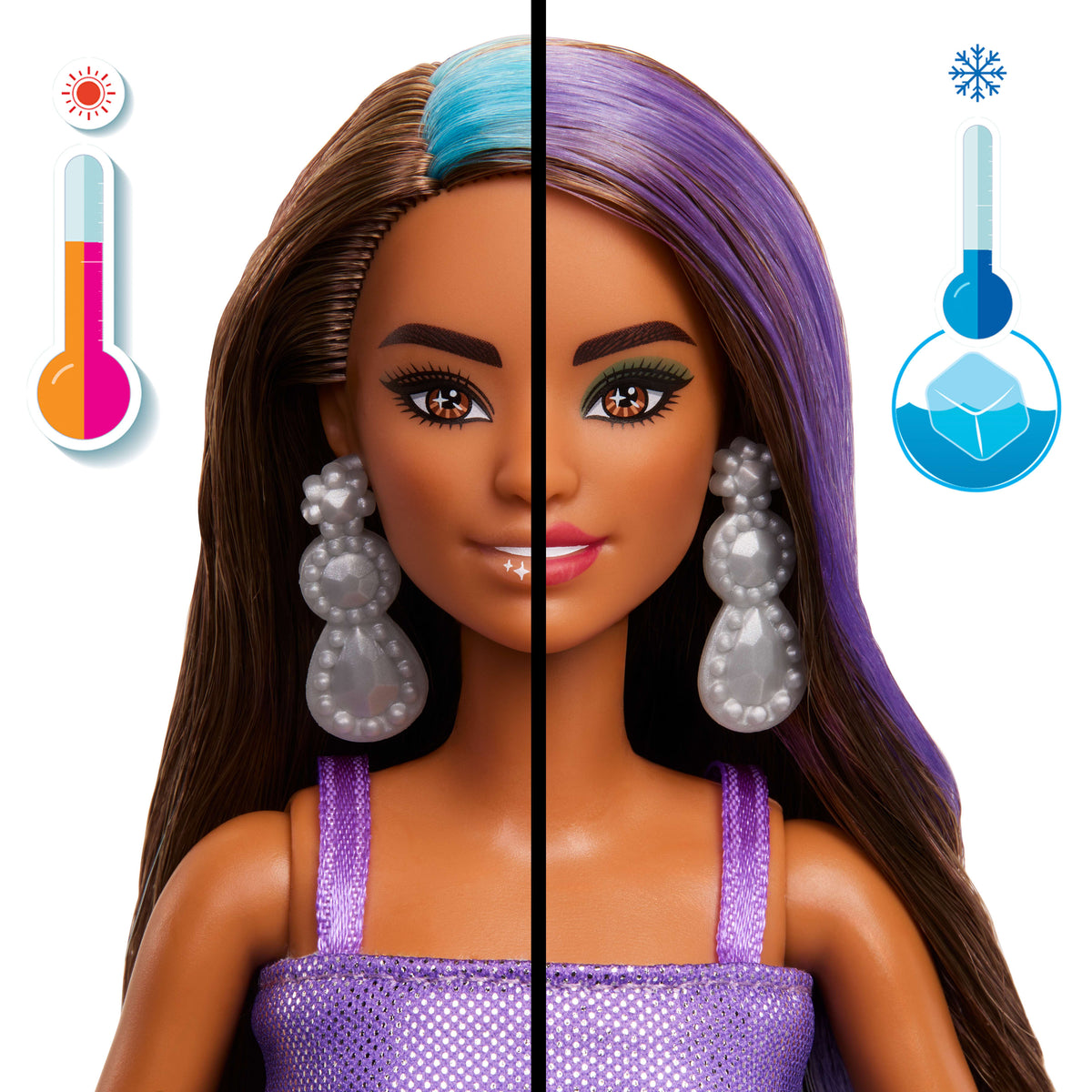 Morlu ve ışıltılı Barbie Parti Paketi Muhteşem Parti serisi bebek, aksesuarlar ve 10 sürpriz
