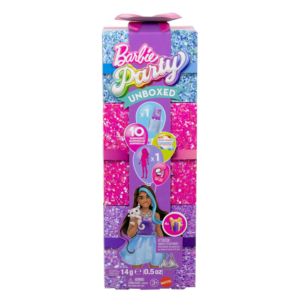 Morlu ve ışıltılı Barbie Parti Paketi Muhteşem Parti serisi bebek, aksesuarlar ve 10 sürpriz