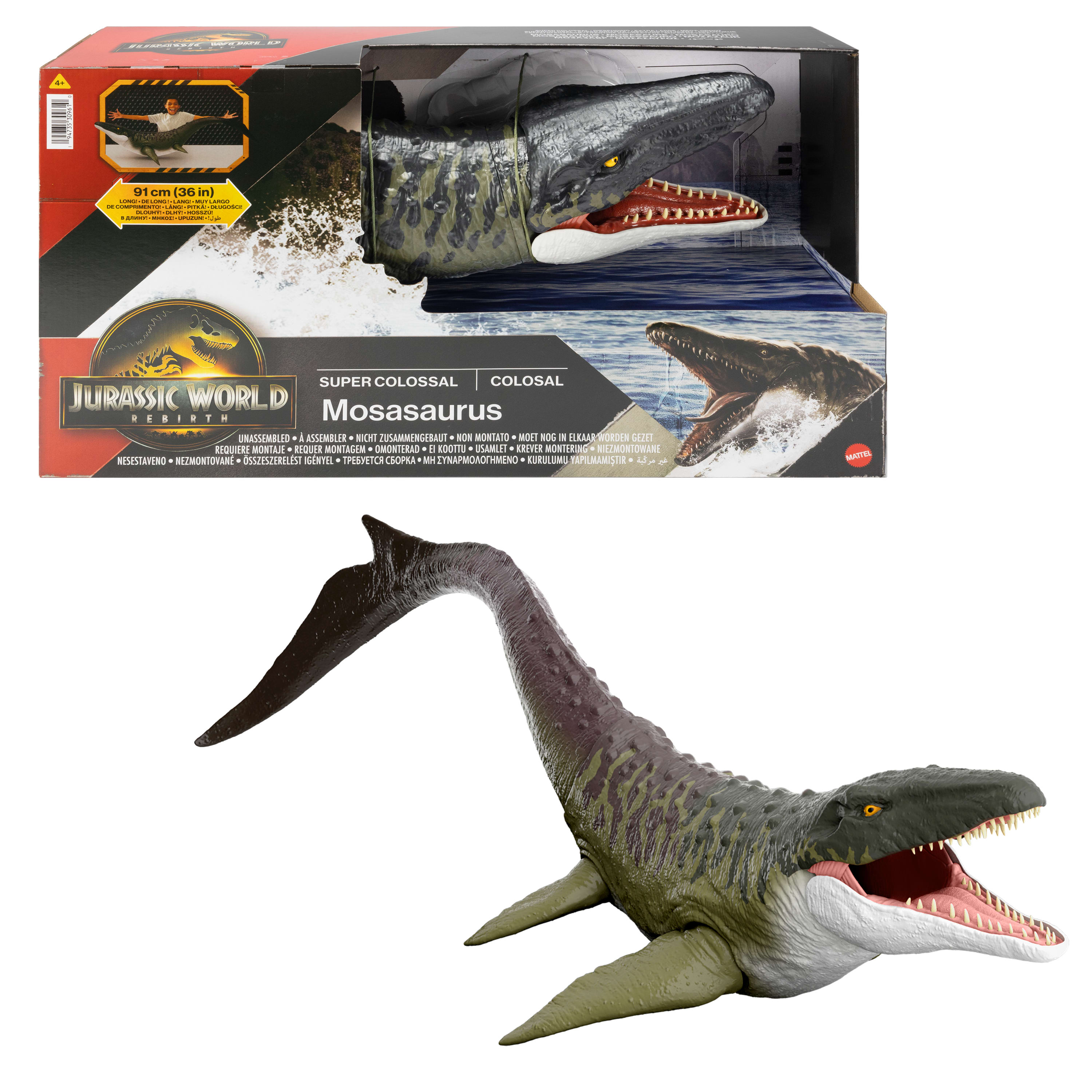 Jurassic World Rebirth Devasa Mosasaurus aksiyon figürü, dinozor oyuncağı
