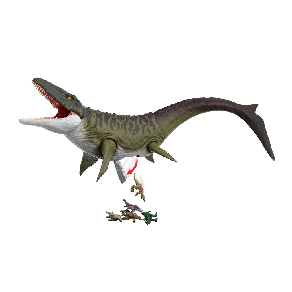 Jurassic World Rebirth Devasa Mosasaurus aksiyon figürü, dinozor oyuncağı