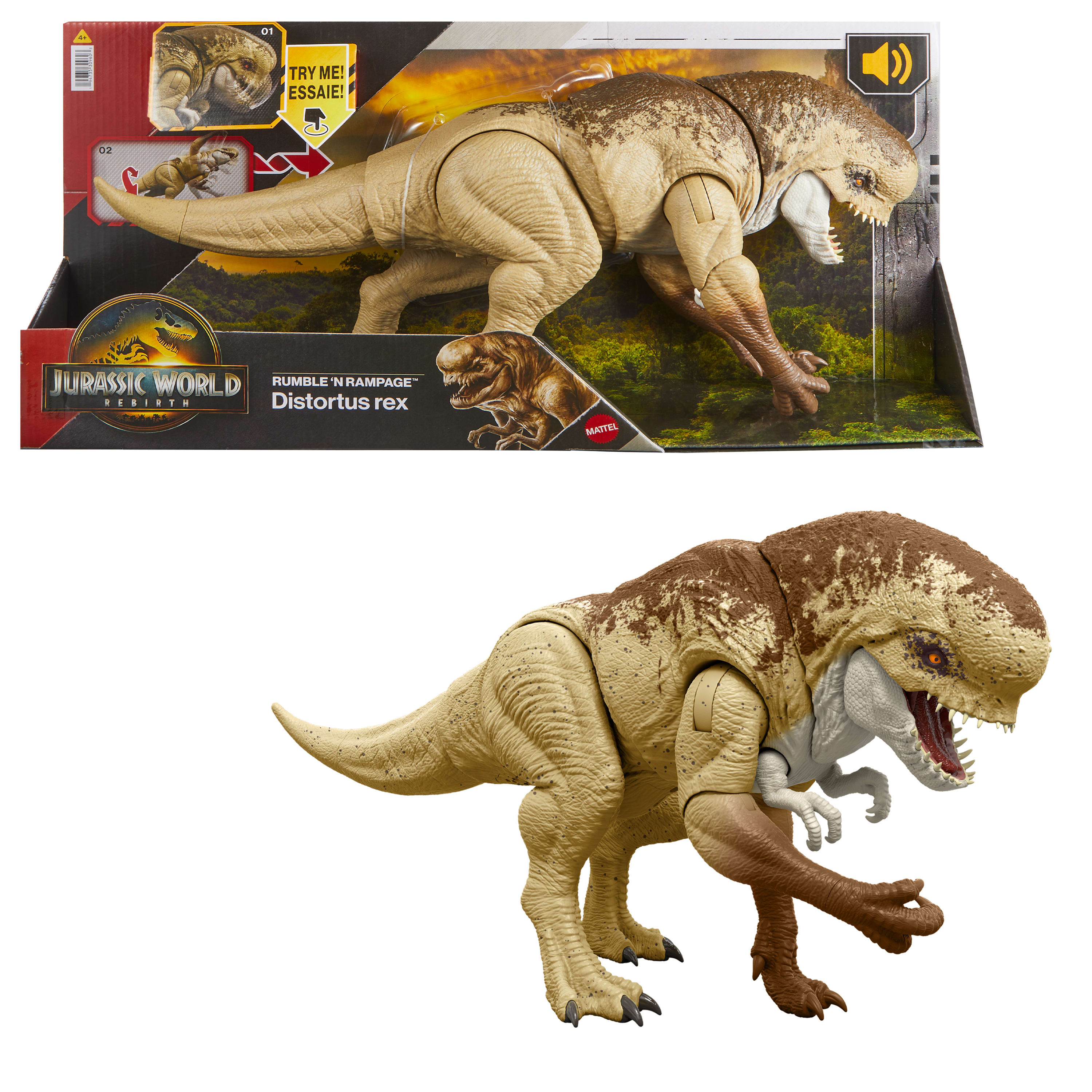 Jurassic World Ürkütücü Dinozor Figürü, 55 cm'lik dinozor oyuncağı, 2 saldırı hareketi