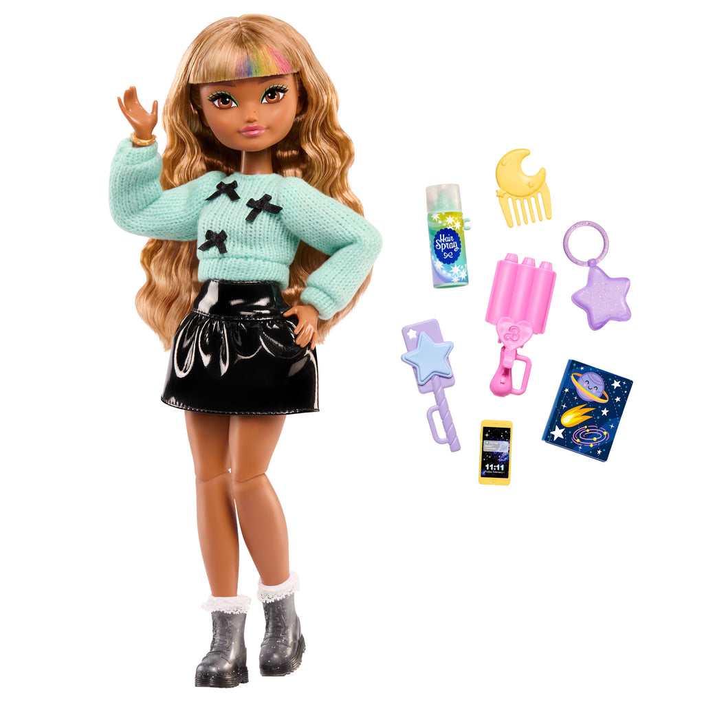 Barbie Dream Besties Zia bebek ile saç ve ay temalı 7 aksesuar