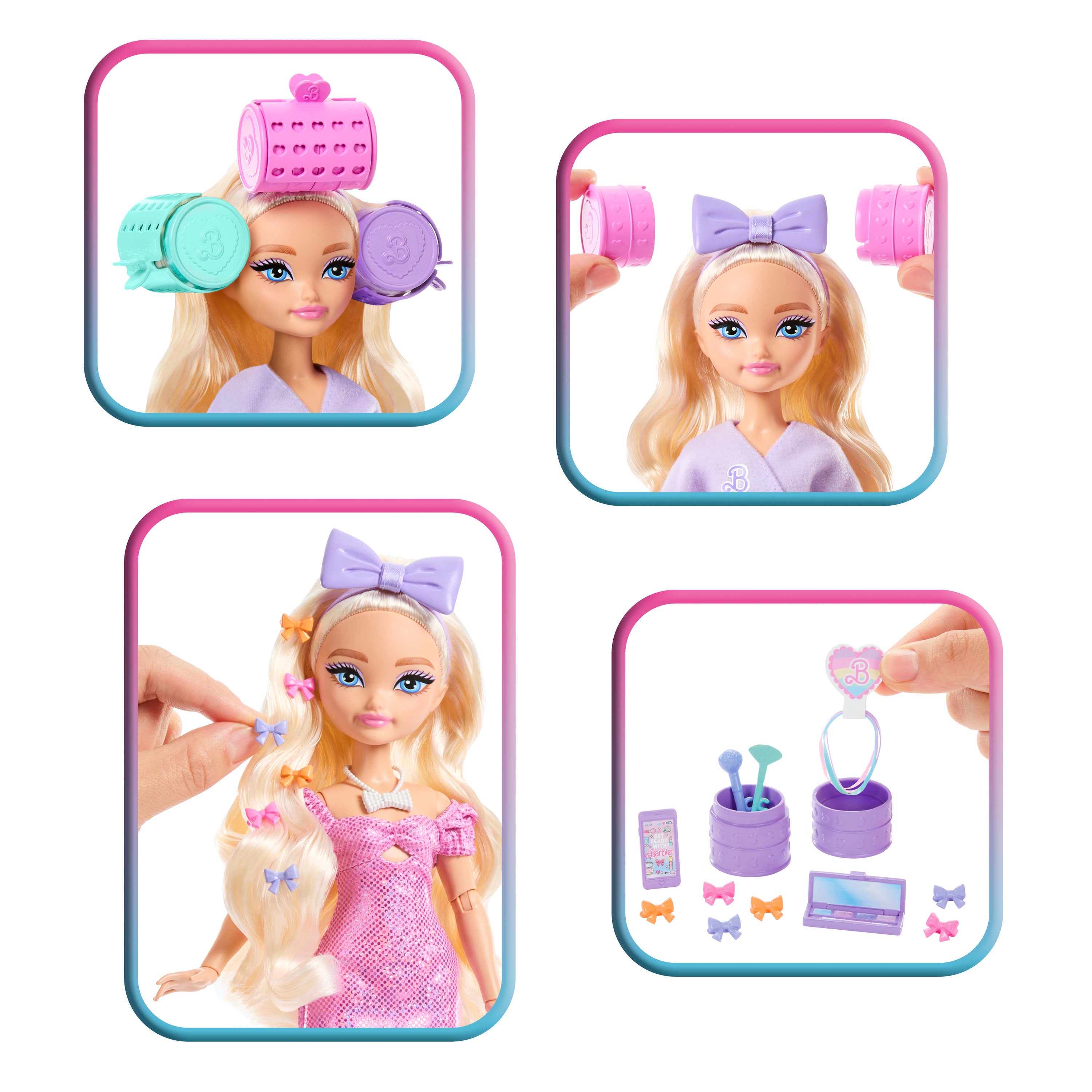 Barbie Dream Besties BARBIE İLE HAZIRLAN™ Barbie "Malibu" bebek, sürpriz aksesuarlar ve 15'ten fazla görünüm