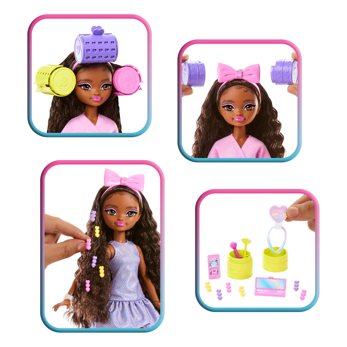 Barbie Dream Besties BARBIE İLE HAZIRLAN™ Barbie "Brooklyn" bebek, sürpriz aksesuarlar ve 15'ten fazla görünüm