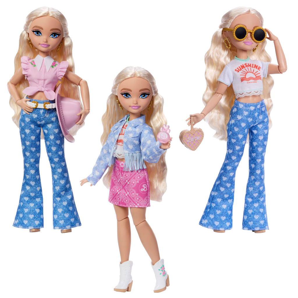 Barbie Dream Besties Festival Kombinleri seti, çıkarılabilir kıyafetleri ve aksesuarlarıyla Barbie "Malibu" bebek