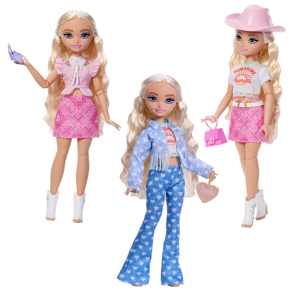 Barbie Dream Besties Festival Kombinleri seti, çıkarılabilir kıyafetleri ve aksesuarlarıyla Barbie "Malibu" bebek
