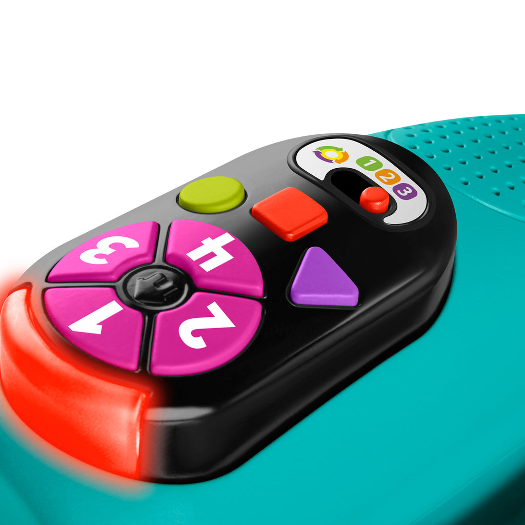 Birden fazla dil desteğiyle yürüme çağındaki çocuklar için turkuaz renkli elektronik ve eğitici Fisher-Price Eğlen ve Öğren Yaşa Göre Gelişim İlk Koltuğum