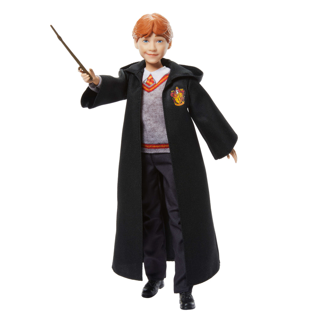Karakteristik Hogwarts üniforması ve asasıyla birlikte filmden ilham alan Ron Weasley figürü
