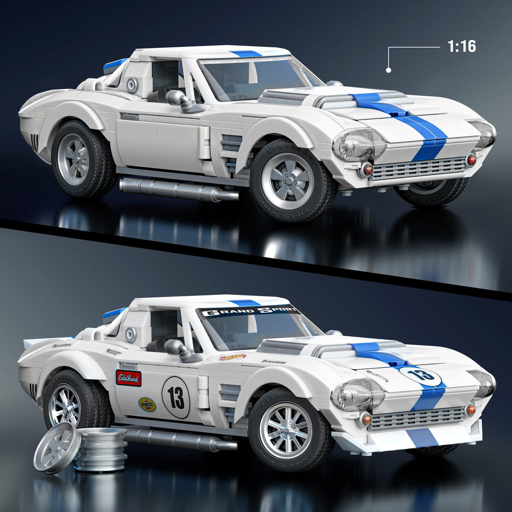 Mattel Brick Shop Hot Wheels Corvette Grand Sport yapı oyuncağı seti (918 Parça), koleksiyoncular için