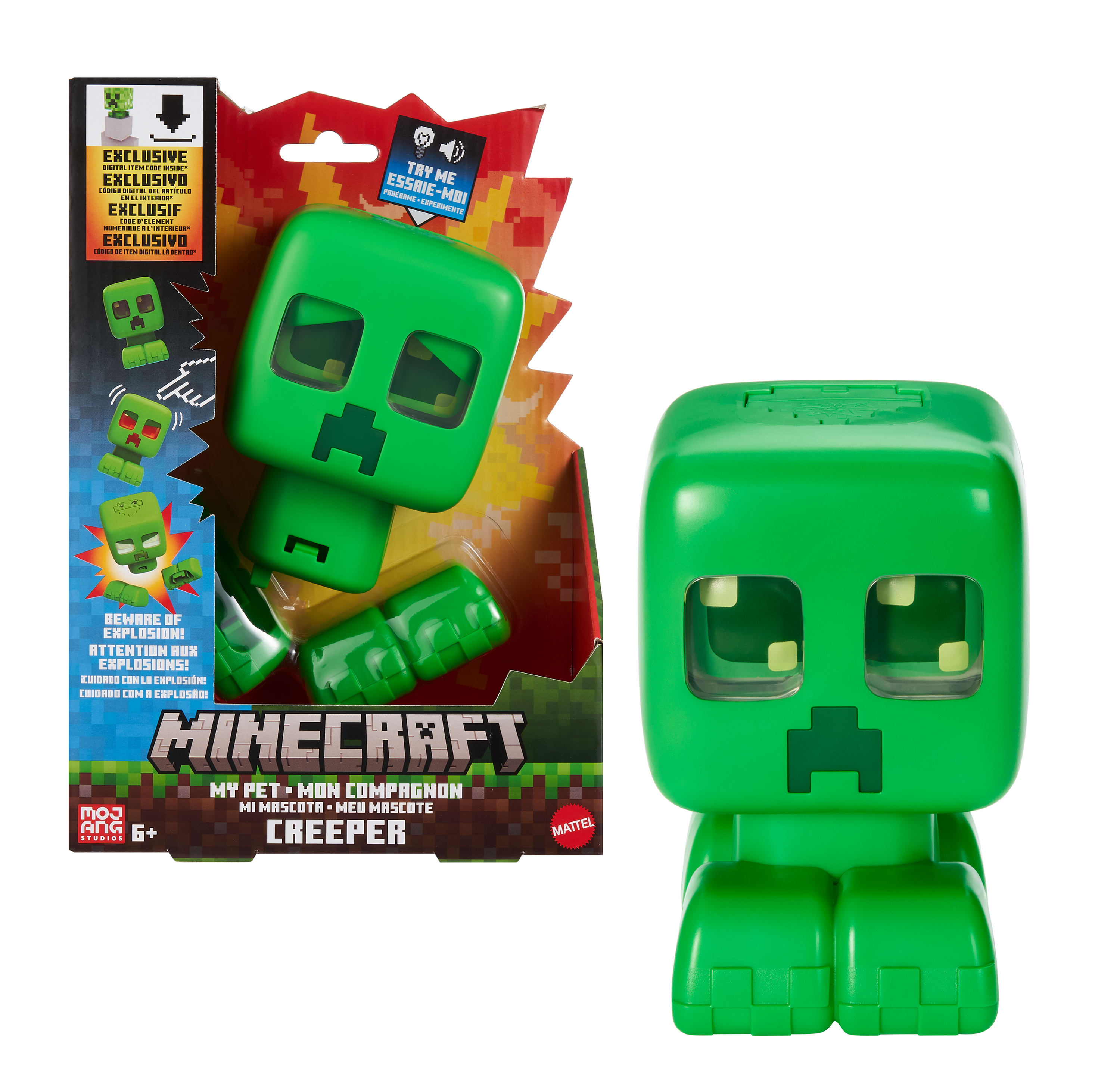 Minecraft Evcil Creeper Figürü ışıklı, sesli ve patlama özellikli interaktif aksiyon figürü