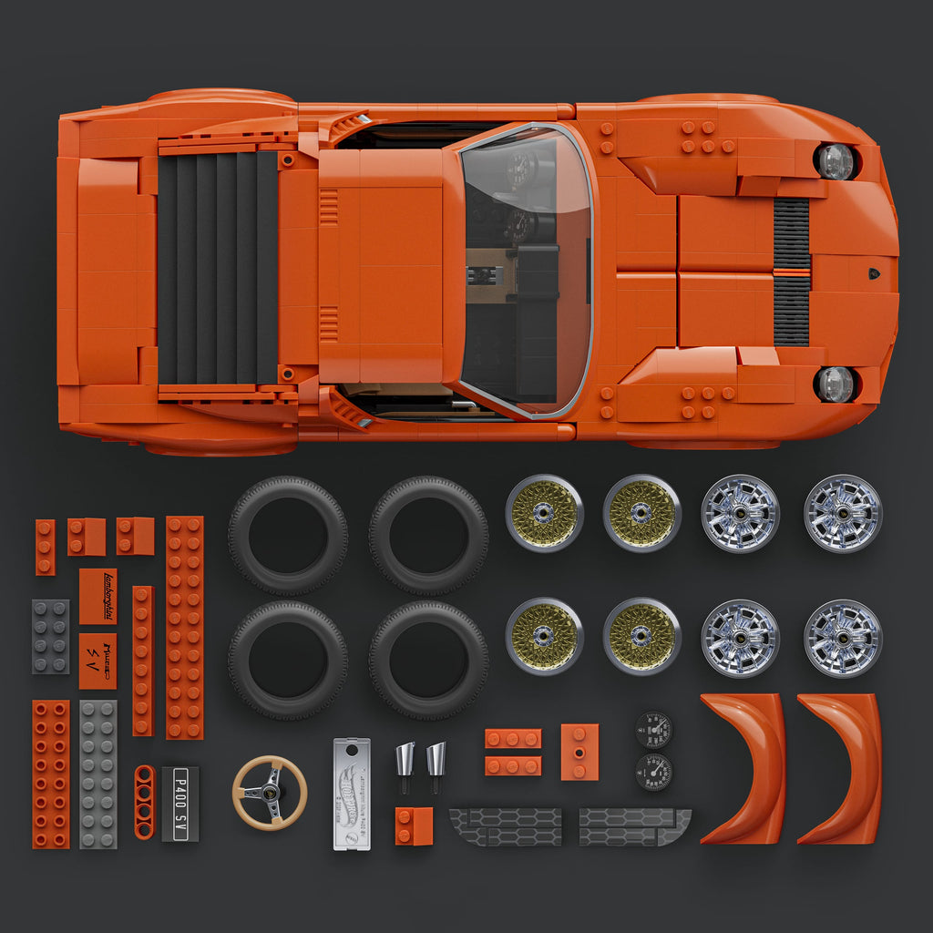 Koleksiyoncular için Mattel Brick Shop Hot Wheels '71 Lamborghini Miura P400 SV yapı oyuncağı seti (1523 parça)
