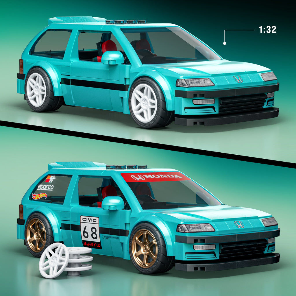 Mattel Brick Shop Hot Wheels Custom '90 Honda Civic EF Yapım Seti (248 Parça)
