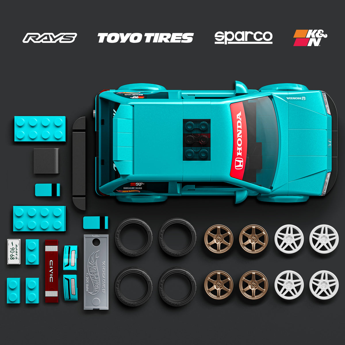 Mattel Brick Shop Hot Wheels Custom '90 Honda Civic EF Yapım Seti (248 Parça)