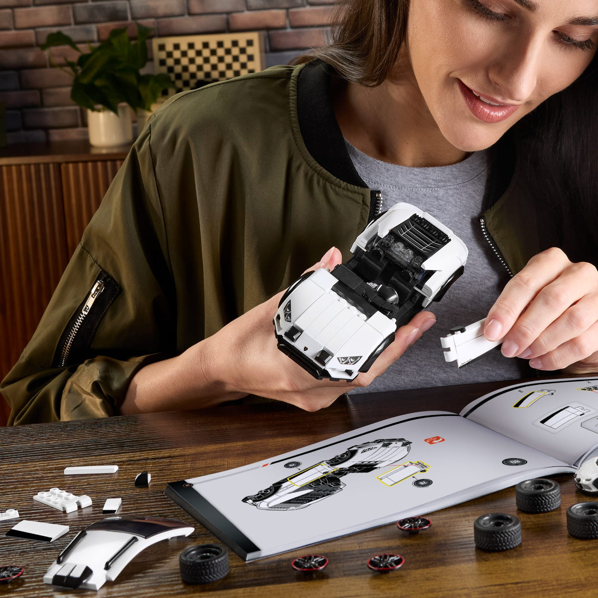 Koleksiyoncular için Mattel Brick Shop Hot Wheels Lamborghini Huracan Sterrato yapı oyuncağı seti (268 Parça)
