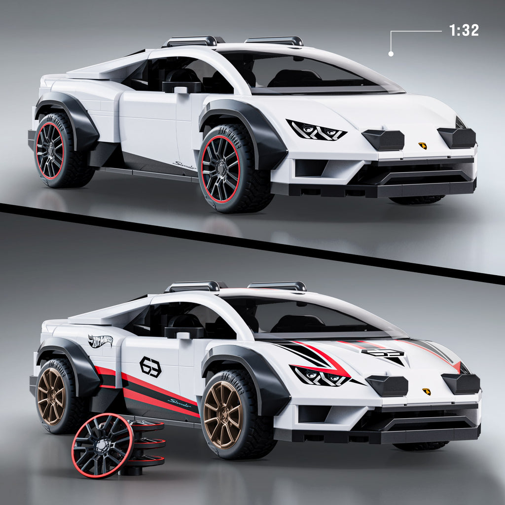 Koleksiyoncular için Mattel Brick Shop Hot Wheels Lamborghini Huracan Sterrato yapı oyuncağı seti (268 Parça)