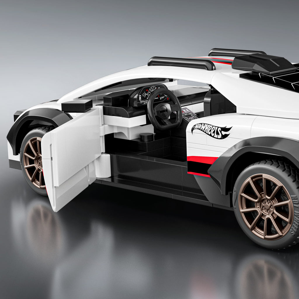 Koleksiyoncular için Mattel Brick Shop Hot Wheels Lamborghini Huracan Sterrato yapı oyuncağı seti (268 Parça)
