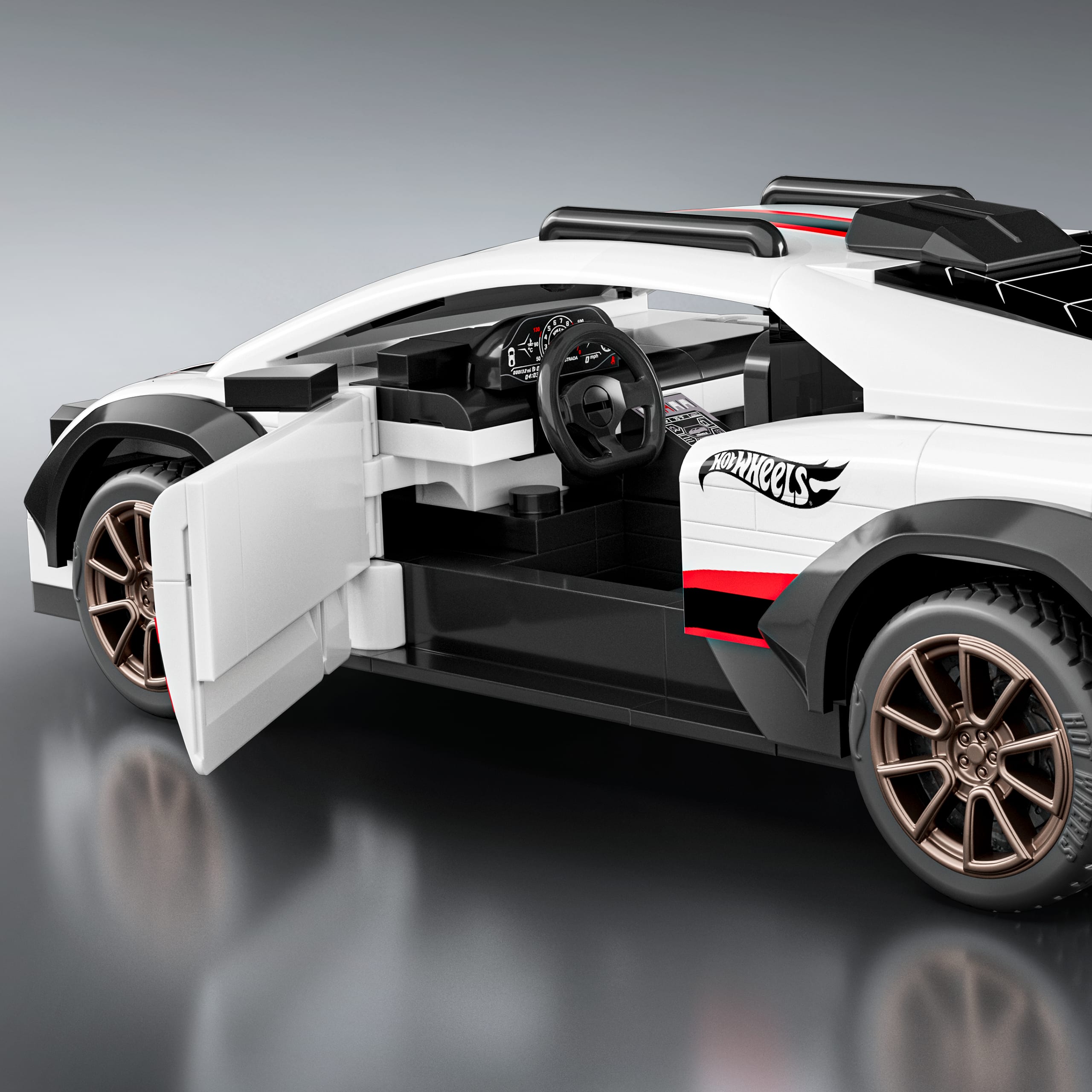 Koleksiyoncular için Mattel Brick Shop Hot Wheels Lamborghini Huracan Sterrato yapı oyuncağı seti (268 Parça)