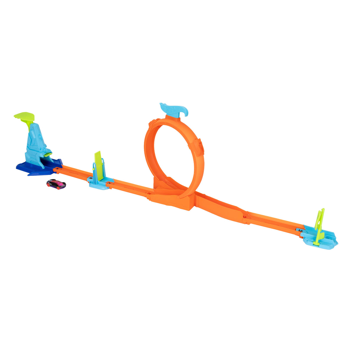 Hot Wheels Şampiyonların Pist Seti ve 1:64 ölçekli metal araba, çemberli veya rampayla akrobasi hareketleri (Stiller çeşitlilik gösterebilir)