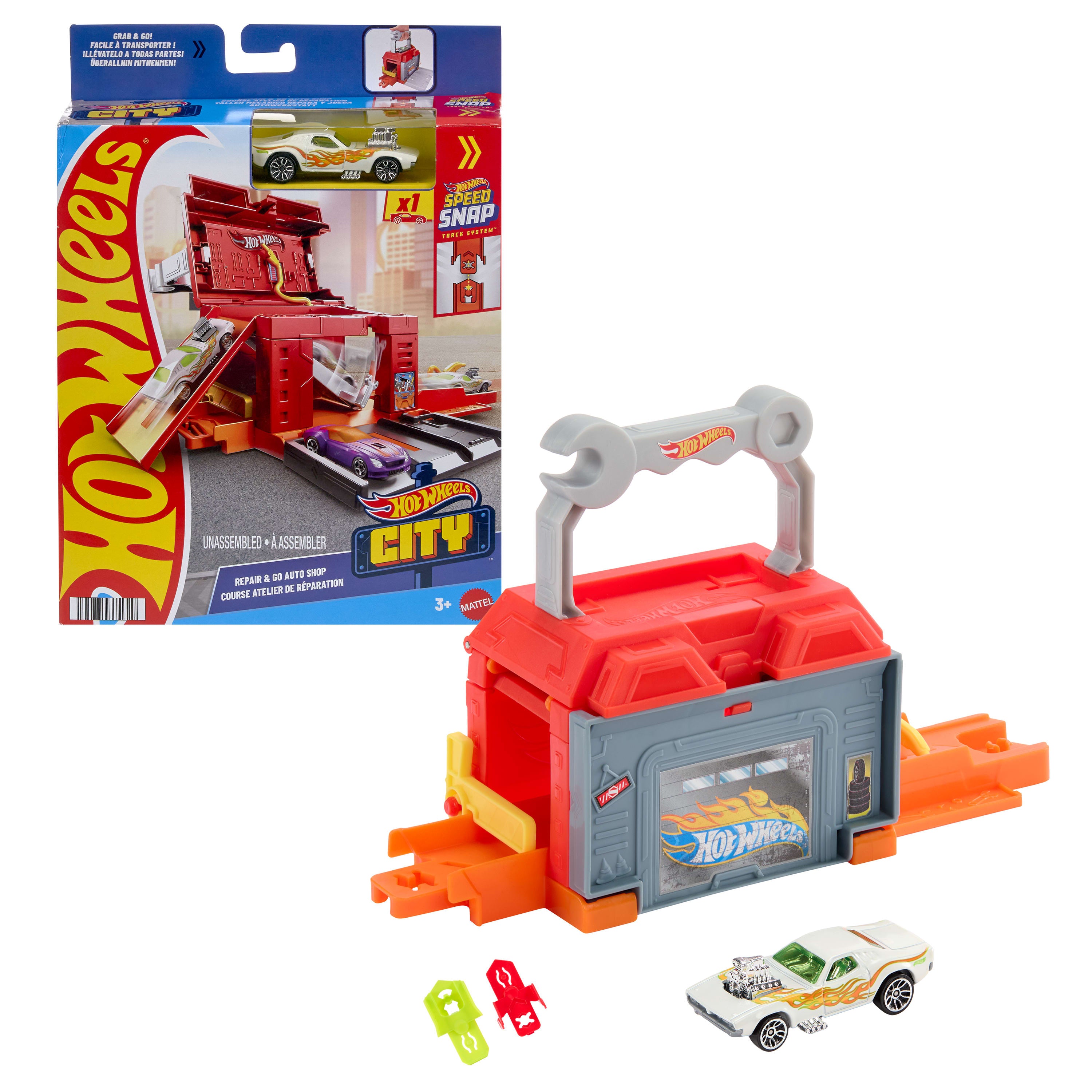 Hot Wheels katlanarak taşınabilir oyun seti ve 1:64 ölçekli metal oyuncak araba (Stiller çeşitlilik gösterebilir)