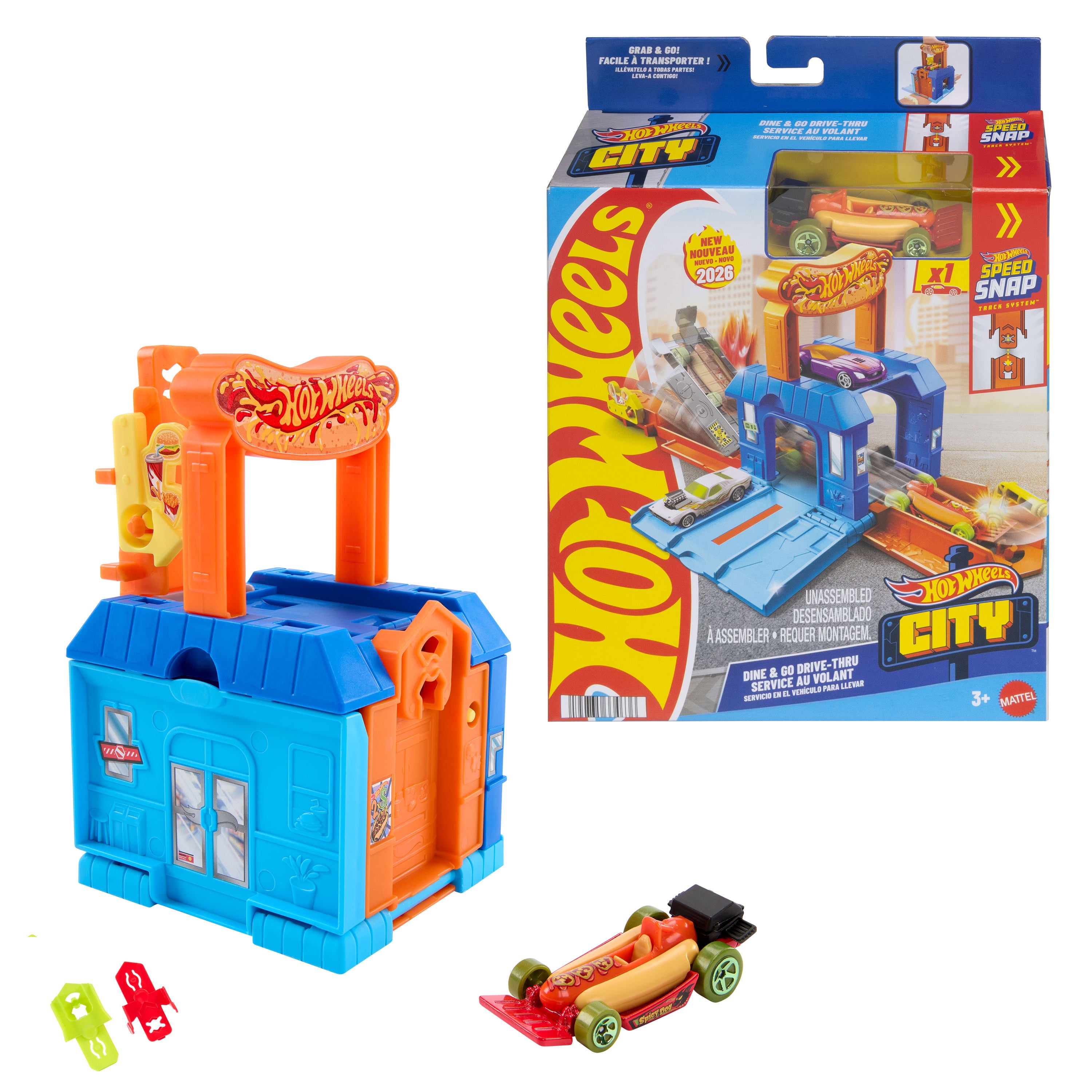Hot Wheels katlanarak taşınabilir oyun seti ve 1:64 ölçekli metal oyuncak araba (Stiller çeşitlilik gösterebilir)