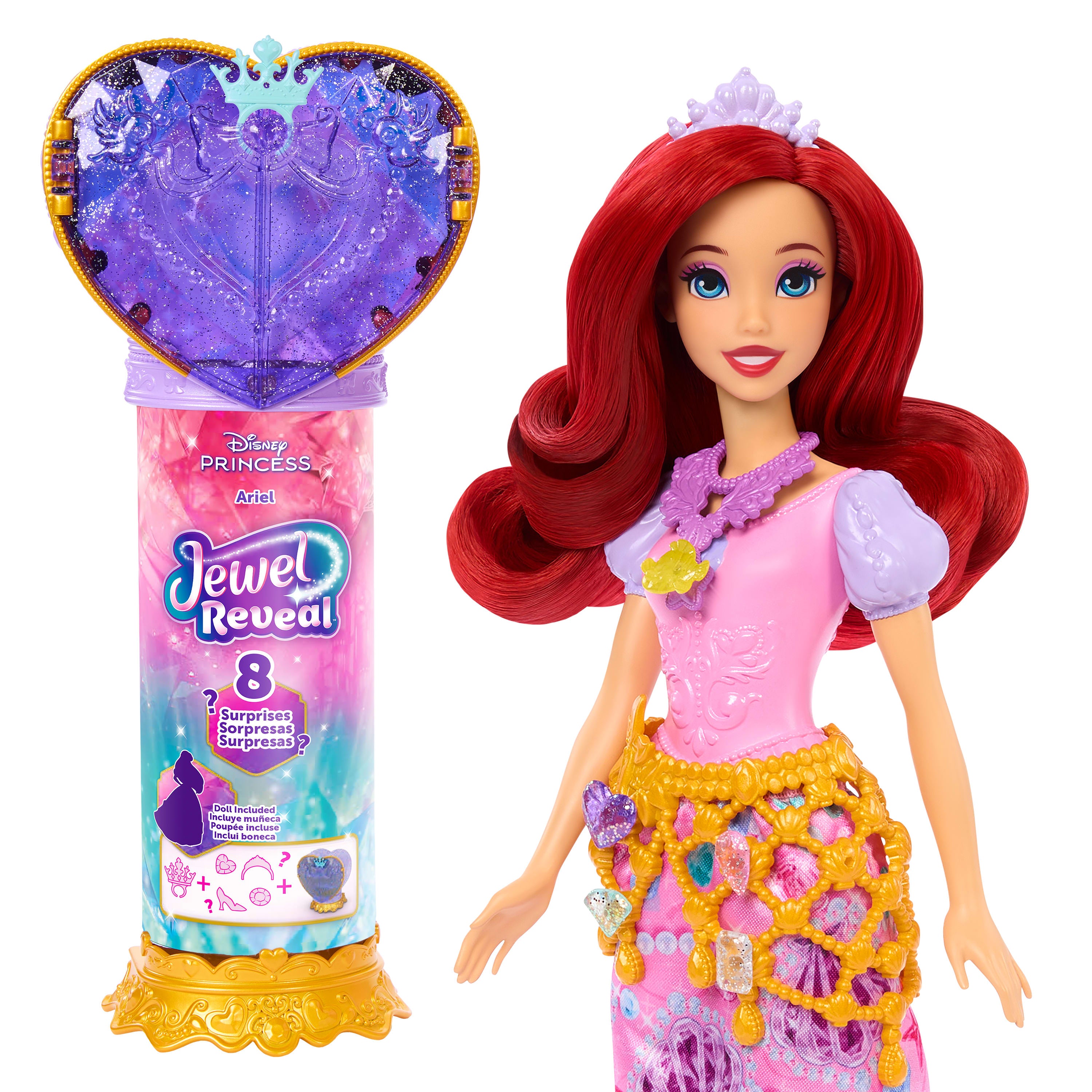 Disney Prensesi Sürpriz Takılar Ariel bebek ve değerli taş kutusu ile aksesuarlar gibi 10 aksesuar